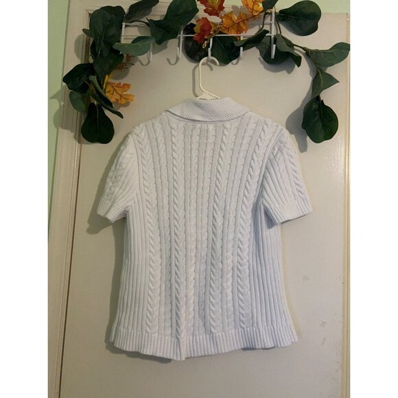 CHAPS Women Chunky Cotton Cable Knit Shawl Collar Cardigan Size XL 100% COTTON B - Picture 2 of 8